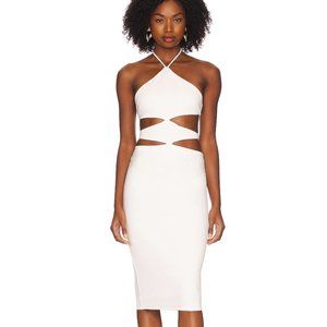 h:ours Midi Dress White Cut out